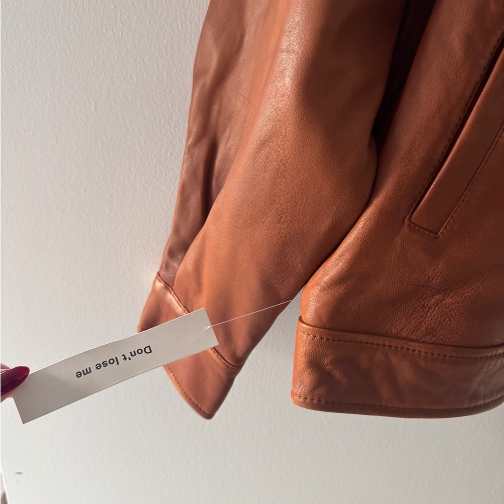 REFORMATION Veda Marco Leather Bomber Jacket in Sienna M - Picture 7 of 8